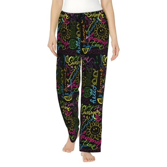 Sigee Color Summer Print Women's Soft Pajama Pants - Breathable and Comfortable Lounge Sleep Bottoms with Elastic Waistband and Pockets-Medium