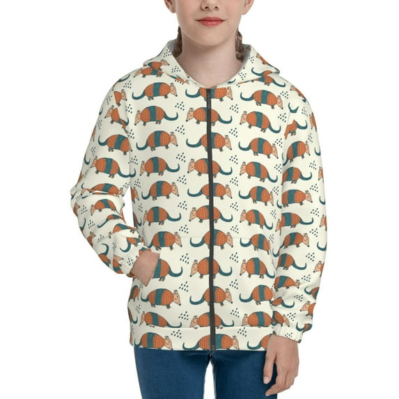 Sigee Colorful Armadillos for Teenage Zip Up Hoodies Long Sleeve Sweatshirts-Medium