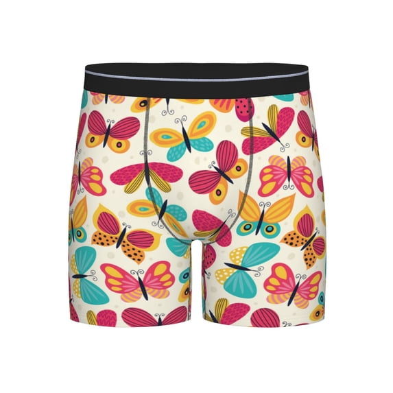 Sigee Colorful Butterflies for Men's Boxer Briefs,Moisture Wicking and Breathable Large