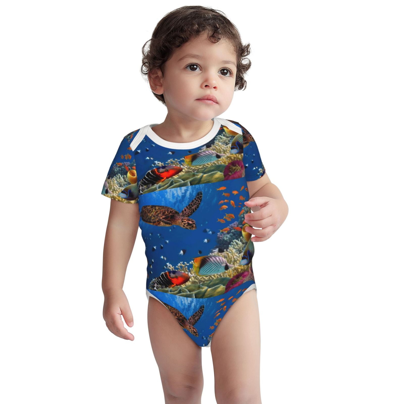 Sigee Colorful Coral Reef for Baby Unisex Baby Cotton Short-Sleeve Bodysuits Soft Cotton, Breathable-3 Months