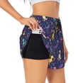 thumbnail image 1 of Sigee Colorful Dinosaur for Women's Athletic Shorts High Waisted Running Shorts Pocket Sporty Short Gym Elastic Workout ShortsLarge, 1 of 9