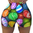 thumbnail image 1 of Sigee Colorful Easter Eggs1 Print Women's High Waist Workout Shorts - Squat Proof, Tummy Control, Yoga and Gym Activewear-Large, 1 of 9
