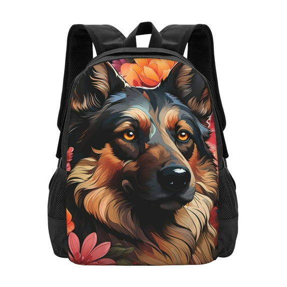 Sigee Colorful Flower German Shepherd for Simple large capacity backpack Travel Laptop Backpack, Business for Travel and Daily Use