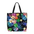 thumbnail image 1 of Sigee Colorful Flowers Print Large Capacity Zippered Tote Bag - Durable, Stylish and Versatile for Everyday Use, 1 of 9