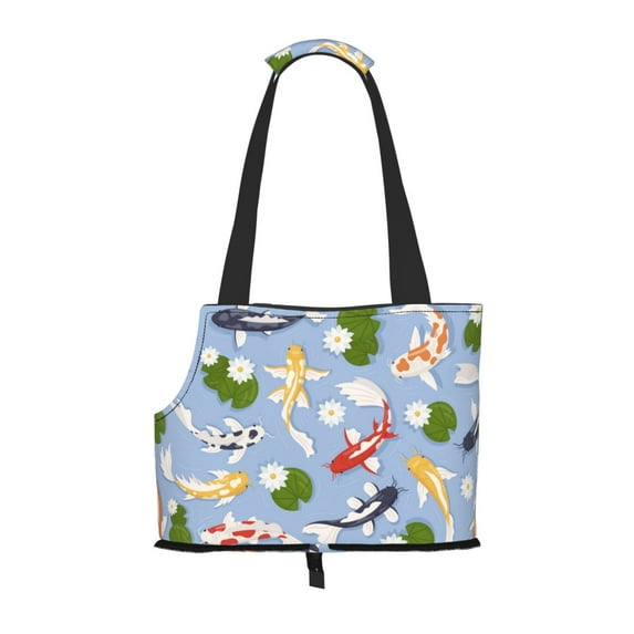 Sigee Colorful Koi Fish for Pet Carrier Bag for Puppy with Pockets for Walking, Subway, Shopping, Hiking, Traveling