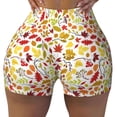 thumbnail image 1 of Sigee Colorful Leaves Print Women's High Waist Workout Shorts - Squat Proof, Tummy Control, Yoga and Gym Activewear-Small, 1 of 9