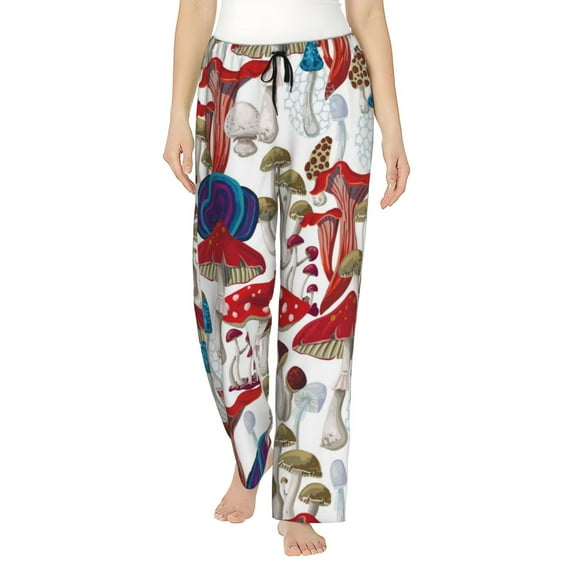 Sigee Colorful Mushrooms (2) Print Women's Soft Pajama Pants - Breathable and Comfortable Lounge Sleep Bottoms with Elastic Waistband and Pockets-XX-Large