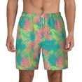 thumbnail image 1 of Sigee Colorful Palm Leaves Print Mens Swim Trunks with Compression Liner Quick Dry Swim Stretch Beach Shorts with Pockets,S-3XL, 1 of 7
