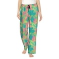 thumbnail image 1 of Sigee Colorful Palm Leaves Print Women's Soft Pajama Pants - Breathable and Comfortable Lounge Sleep Bottoms with Elastic Waistband and Pockets-, 1 of 9