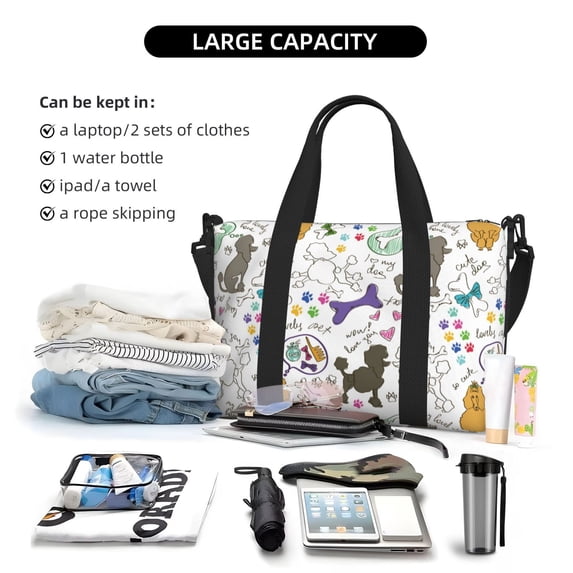 Sigee Colorful Poodle Dog for Hand Travel Bag,Sports Tote Gym Bag for Men and Women