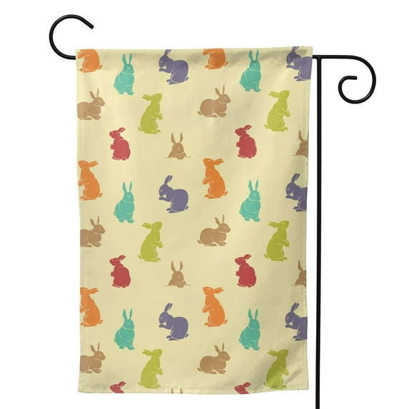 Sigee Colorful Rabbit for Live Happy Decorative Small Garden Flag,Double Sided Yard Flags Holiday Garden Flags for All Seasons