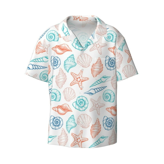 Sigee Colorful Seashells1 Print Men's Shirts Casual Button Down Short Sleeve Summer Beach Shirt Hawaiian Vacation Shirts Tee Shirt-XX-Large