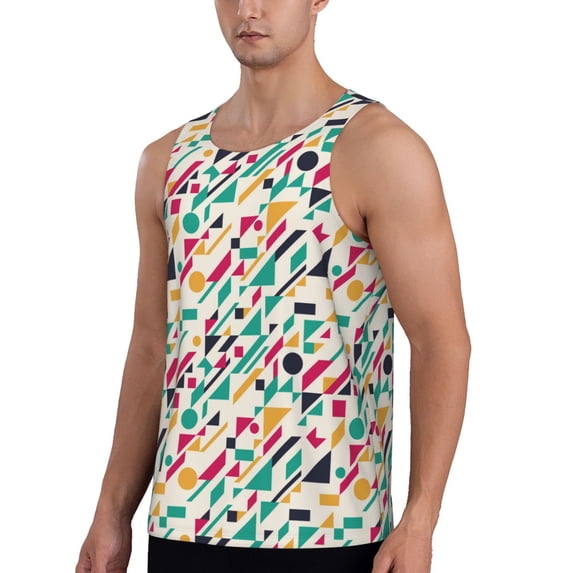 Sigee Colorful Spots for Men's Workout Tank Top, Athletic Gym Sleeveless Shirt - Quick Dry, Lightweight, Breathable X-Large