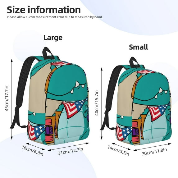 Sigee Cool Dino Playing Skateboard for Canvas Large Capacity Laptop Backpack for Men and Women, Travel Backpack