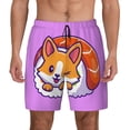 thumbnail image 1 of Sigee Corgi In Sushi Roll Print Mens Swim Trunks with Compression Liner Quick Dry Swim Stretch Beach Shorts with Pockets,S-3XL, 1 of 7