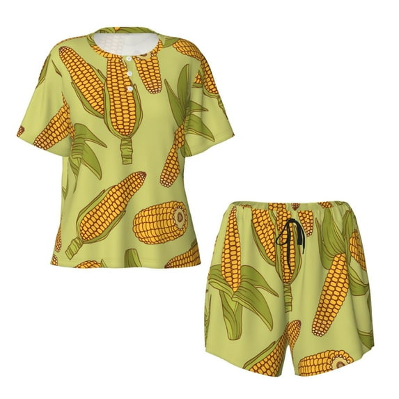 Sigee Corn for Sleepwear Casual Pjs with Pockets Women's Pajamas Sets Shorts 2 Piece Short Sleeve Lounge Sets 4X-Large