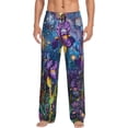 thumbnail image 1 of Sigee Cosmic Purple Irises print Men's Pajama Pants Lounge Sleep Bottoms with Elastic Waistband and Pockets-Small, 1 of 6