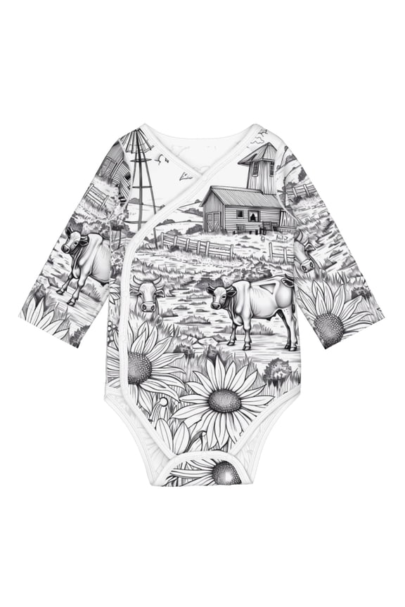 Country Farm Scene for Baby Unisex Baby Cotton Long-Sleeve Bodysuits Soft Cotton, Breathable-3 Months