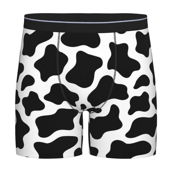 Sigee Cow Print Black White for Men's Boxer Briefs,Moisture Wicking and Breathable X-Large