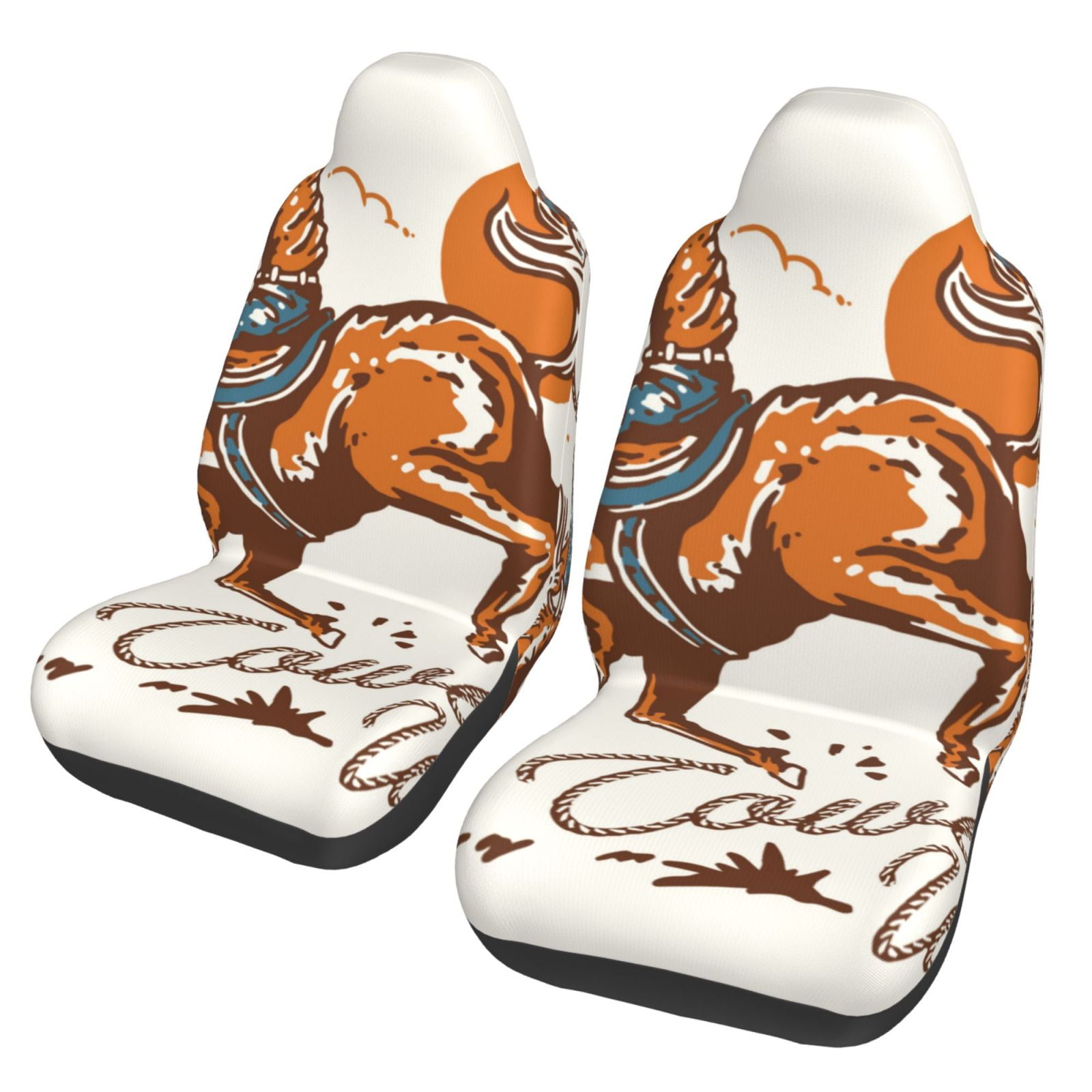 Horse Hand Drawn Pattern Print Universal Fit Car Seat Cover