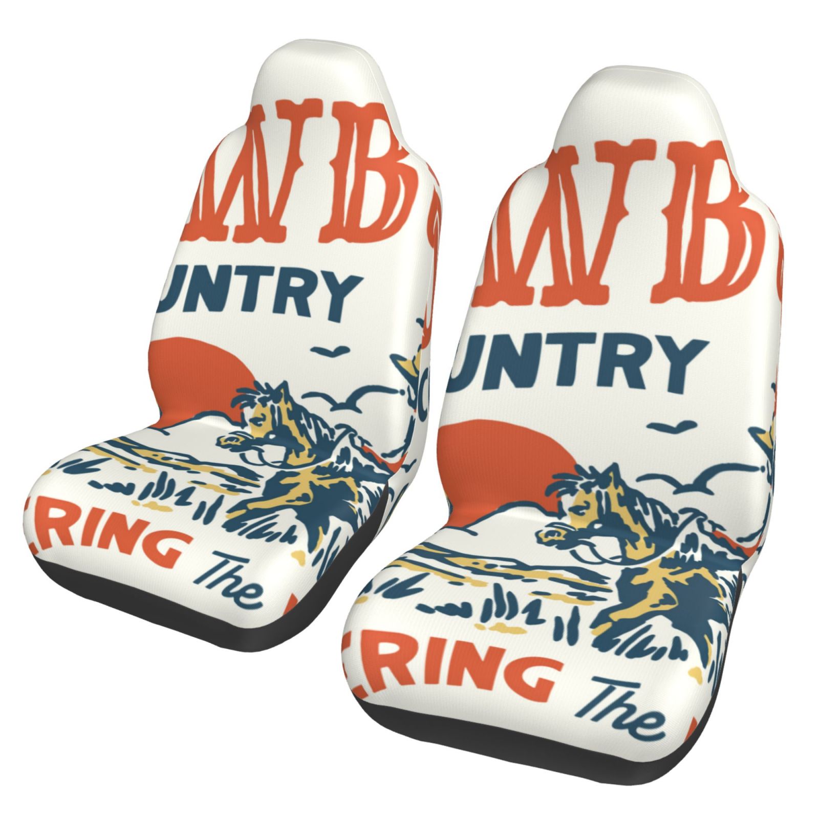 Sigee Cowboy Rising Horse for Universal Car Seat Covers, Premium Car