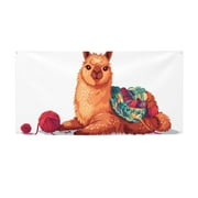 Sigee Cozy Knitting Llama for Large Happy Holiday Banner for Outdoor Indoor Home Wall Photo Background-Medium