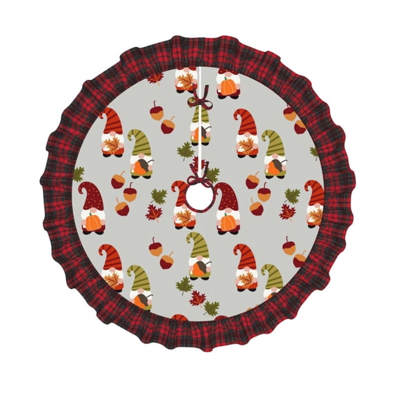 Sigee Cute Autumn Gnomes for Christmas Decoration Tree Skirt Christmas Plaid Tree Skirt,Christmas home decor Holiday Tree Skirt Fits TChristmas Tree-30"