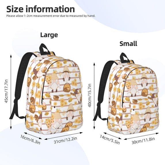 Sigee Cute Bee Gnome2 for Canvas Large Capacity Laptop Backpack for Men and Women, Travel Backpack