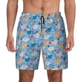 thumbnail image 1 of Sigee Cute Chickens and Flowers Print Mens Swim Trunks with Compression Liner Quick Dry Swim Stretch Beach Shorts with Pockets,S-3XL, 1 of 7