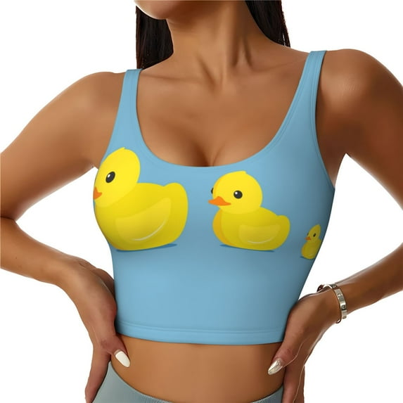 Sigee Cute Ducky for Womens' Sports Vest with Performance Stretch and Quick Dry Fabric, High Elasticity Running Bra Workout Crop Tank Tops-Medium