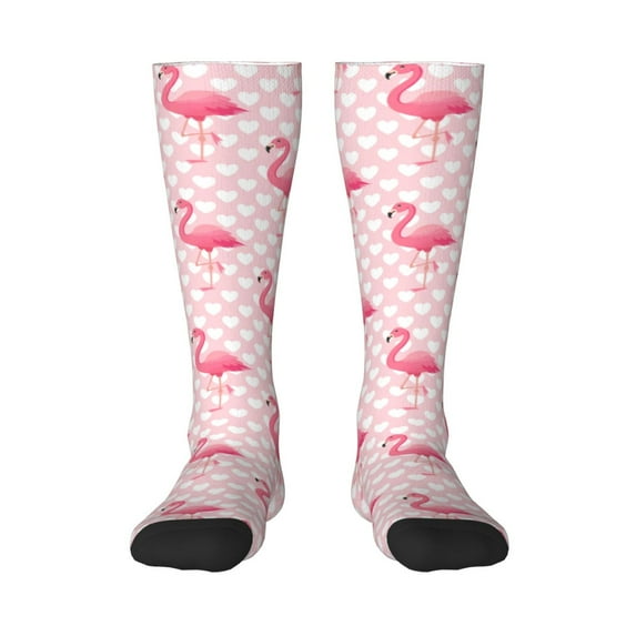 Sigee Cute Flamingo with Heart for Socks for Men Women Gifts for Him Boyfriend Teenage Boys Stocking Stuffers