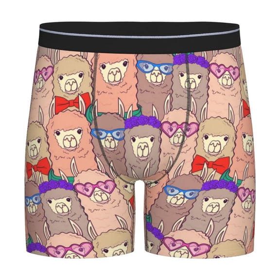 Sigee Cute Lamas for Men's Boxer Briefs,Moisture Wicking and Breathable Medium