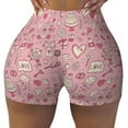 thumbnail image 1 of Sigee Cute Love Print Women's High Waist Workout Shorts - Squat Proof, Tummy Control, Yoga and Gym Activewear-, 1 of 9