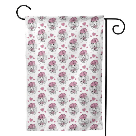 Sigee Cute Poodle Dog for Live Happy Decorative Small Garden Flag,Double Sided Yard Flags Holiday Garden Flags for All Seasons