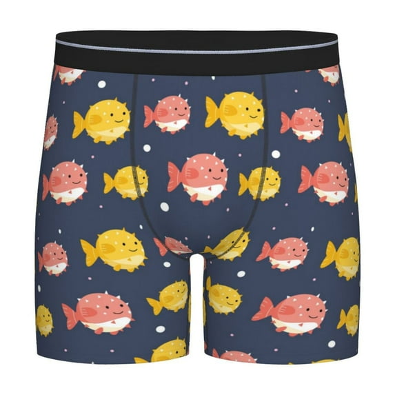 Sigee Cute Puffer Fish for Men's Boxer Briefs,Moisture Wicking and Breathable X-Large