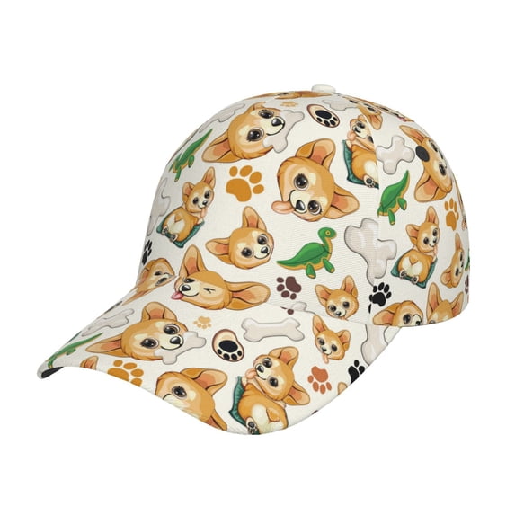 Sigee Cute Puppy for Fashionable curved brim baseball cap for Men Women Curly Hair Ponytail Hat for Outdoor Sports