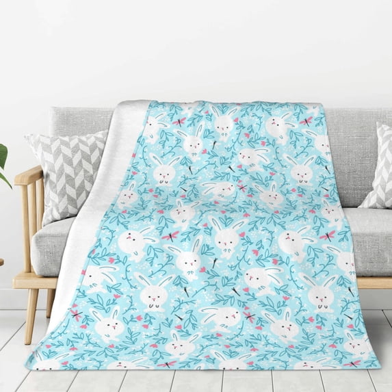 Sigee Cute Rabbit for Flannel Blanket - Ultra-Soft, Warm and Cozy, Perfect for Couch, Bed, or Travel-60"x50"