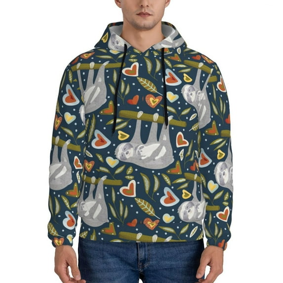 Sigee Cute Sloth for Men's Pullover Hoodie Sweatshirts Adult Casual Long Sleeve Sweatshirts ,Sizes S-4XL-X-Large