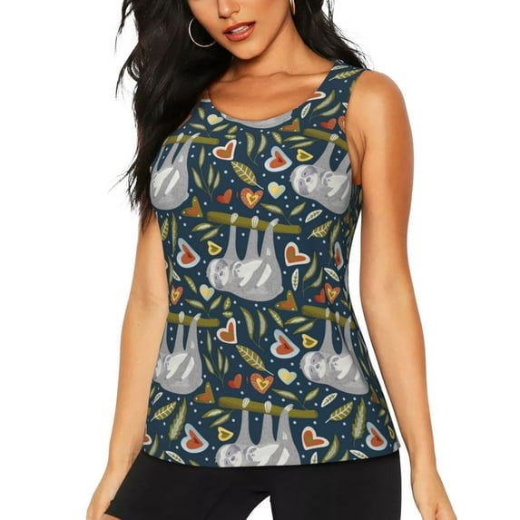 Sigee Cute Sloth for Women's Workout Tank Top,Running Tank Tops,Sleeveless Gym ClothesMedium