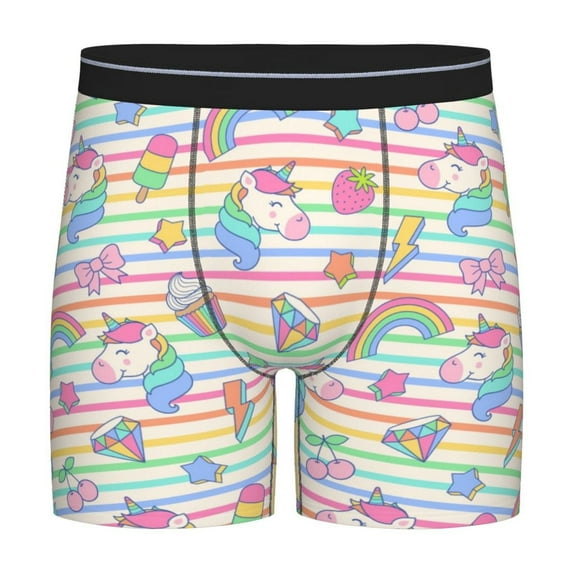 Sigee Cute Unicorn for Men's Boxer Briefs,Moisture Wicking and Breathable Large