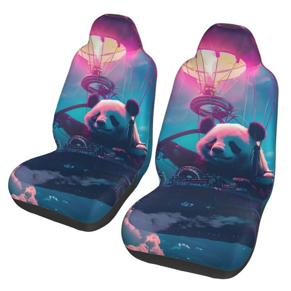 Sigee DJ Panda Hot Air Balloon for Universal Car Seat Covers, Premium Car Seat Protector Set for Cars, SUVs, Trucks