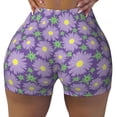 thumbnail image 1 of Sigee Daisies Flowers Print Women's High Waist Workout Shorts - Squat Proof, Tummy Control, Yoga and Gym Activewear-, 1 of 9