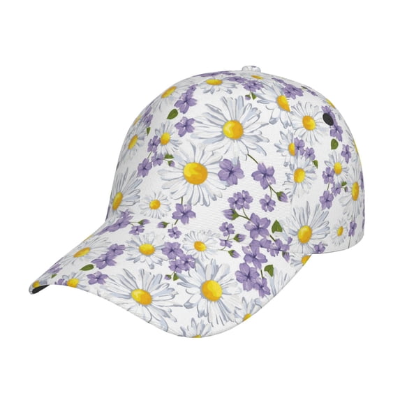 Sigee Daisies Flowers for Fashionable curved brim baseball cap for Men Women Curly Hair Ponytail Hat for Outdoor Sports