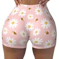 thumbnail image 1 of Sigee Daisy And Bee Print Women's High Waist Workout Shorts - Squat Proof, Tummy Control, Yoga and Gym Activewear-Medium, 1 of 9