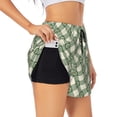 thumbnail image 1 of Sigee Daisy Plaid Green for Women's Athletic Shorts High Waisted Running Shorts Pocket Sporty Short Gym Elastic Workout Shorts, 1 of 9