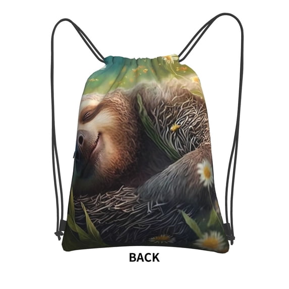 Sigee Daisy Sleeping Sloth for Drawstring Zipper Backpack ,Waterproof, Durable, Lightweight Gym Bag for Sports