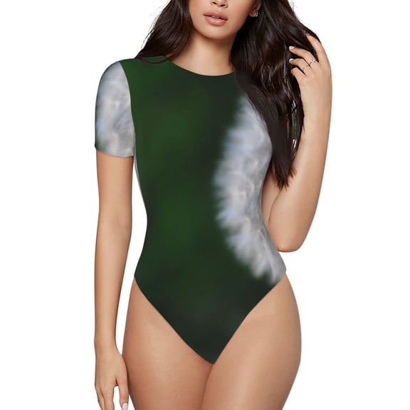 Sigee Dandelion for Bodysuits for Womens Round Neck Short Sleeves Onesie Womens Jumpsuits-XX-Large