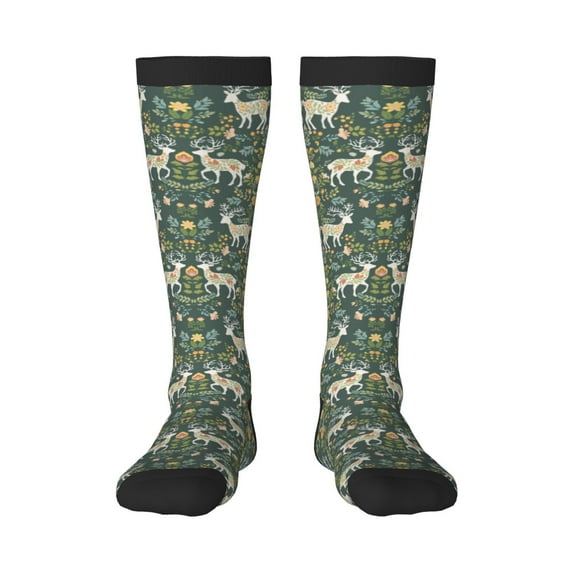 Sigee Deer And Flowers for Socks for Men Women Socks Stocking Compression Socks