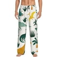 thumbnail image 1 of Sigee Dinosaurs and Tropical Leaves Print Men's Pajama Pants - Soft Lounge Sleep Bottoms with Elastic Waistband and Pockets-Large, 1 of 9