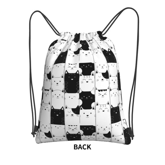 Sigee Doodle Cute Cat for Drawstring Zipper Backpack ,Waterproof, Durable, Lightweight Gym Bag for Sports